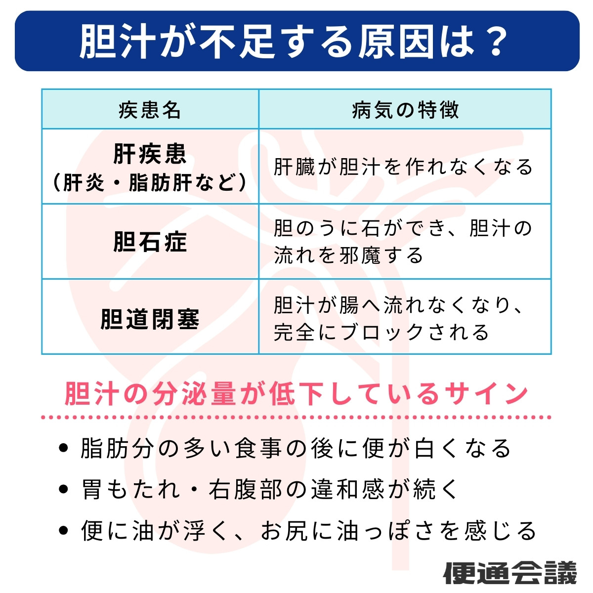 胆汁が不足する原因は？